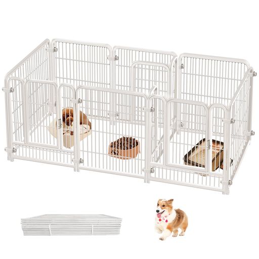 無 【広いスペース・レイアウト自由】犬が自由に動き回れる広い室内空間。商品写真は1ベッドルームフェンスの仕様です、犬はすぐにトイレのしつけができる、犬が犬小屋とトイレを区別できるようにする、愛犬の活動スペースを増やすために、必要に応じて形や面積を自由に組み合わせることができます。 【あらゆるサイズのペットに対応】この囲いは、あらゆるサイズの犬だけでなく、ウサギ、猫、アヒルなど、他の動物にも必要に応じて組み立てることができる。さまざまなペットに使用できます。さまざまな状況で使用でき、塗装された外層が錆を防ぎ寿命を延ばすので、屋外での使用も心配ない。 【多機能デザイン】フェンスのピースはスナップで接続されており、より強固で倒れにくいフェンスを作ることができる。スペースに合わせてパネルを活かして、長方型、正方型、L字型などに変更できます。 【高品質】高品質の素材を使用、表面は磨耗や錆に強い塗装が施されている、厚く補強されたフレームは、犬が噛んだり曲がったりするのを防ぎます、頑丈で耐久性がある。お部屋の広さに合わせて自由なレイアウトに変更ができる。