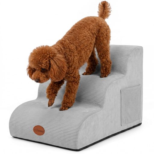 X XBEN 犬 階段 ステップ 犬 スロープ ドッグステップ 33D密度スポンジ 3段 ペット 階段 収納ポケット付き 滑り止めデザイン カバー取り外し洗濯可能 小型犬 中型犬適用 室内リビング・寝室…