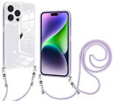IPHONE15PRO用ケースクリアショルダーIPHONE15PRO用スマホケース肩掛け首かけ斜めがけショルダーケース縄掛けカバー透明PC背面TPUバンパーアイフォン15PRO用カバーストラップ付き
