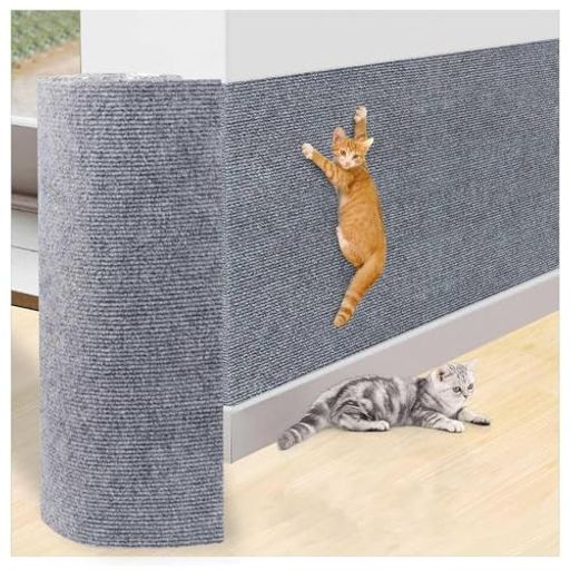 300*60cm 猫 爪研ぎ 壁, カット可能な粘着式 爪研ぎ 壁 剥がせる ロール 犬 壁 かじり防止 猫 爪研ぎ 壁, 爪研ぎ 壁 ソファー保護 床保護 壁保護 家具保護,Gray