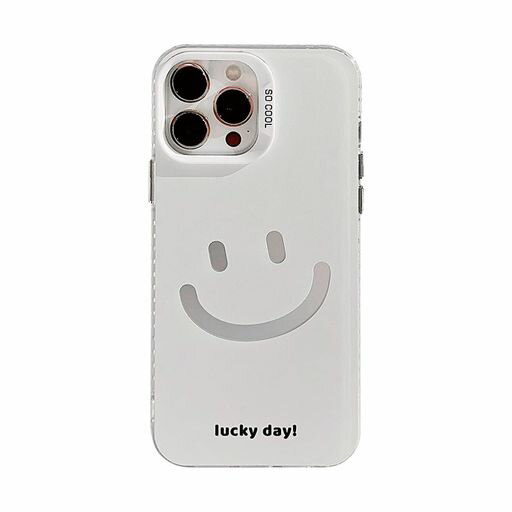 GREDINOiPhone12ProMax用ケーススマイリーフェイススマホケースiPhone12ProMax适用TPUすり傷防止指紋防止耐衝撃ホワイト韓国insスマイルiPhone12promaxケース