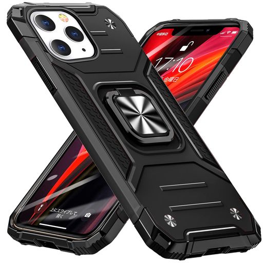 【対応機種】:iPhone 12 Pro/iPhone 12 用 ケースに対応なので、機種を間違いないようご注意下さい。(※この製品はワイヤレス充電をサポートしていません) 【リングの機能とスタンド機能】 リングの部分を指で支え、奪い合い防止、滑り止め、落下防止などができます。リングは携帯ケースに固定されています。縦置きと横置きができます。どの角度でも固定できます。2つの回転法(360°と120°)は、軽く回転して角度を調節することができます。ケースをスタンド機能として使う、両手を解き放つ、いつでもどこでも音楽やfacetime、映画などの娯楽番組を楽しむことができます。 【車載ホルダー対応と耐衝撃】 マグネット式車載ホルダに対応し、プレートを内蔵したデザインで、自動車磁石の使用をサポートします。(マグネット式車載ホルダーは別売)。携帯ケースの四角のエアクッション携帯電話が落下した時に伝わる衝撃を吸収しいいです、衝撃を最小限に抑える設計です。 【全面保護】 携帯のケース取付状態においては、電源ボタン、音量ボタン、コネクタ等も問題なく使用可能です。