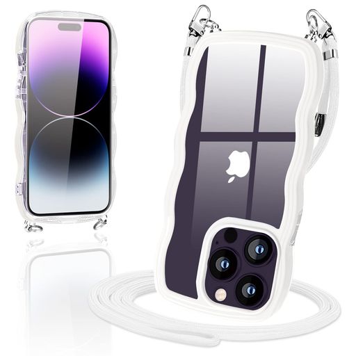 樂天商城 - iPhone14ProMax用のケースショルダークリアTPUカバーいPhone14ProMaxスマホケース創意個性肩掛け首掛け斜めかけケース可愛いかわいい韓国透明薄型耐衝撃