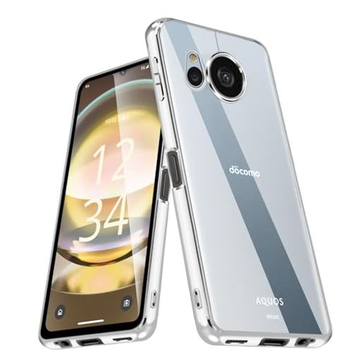 XiTianBaoAQUOSSense8ケース耐衝撃クリアSH-54DSHG11透明カバーTPUスマホケース軽量薄型ストラップホール付き全面保護米軍MIL規格衝撃吸収おしゃれ黄変防止(シルバー)