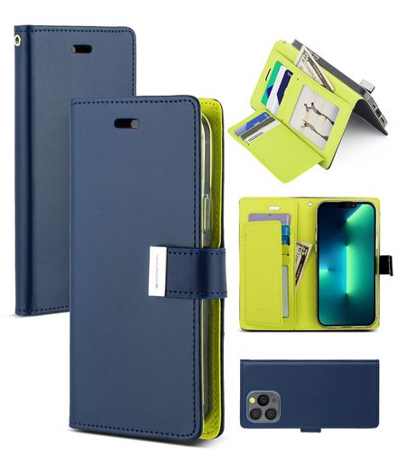 GOOSPERY IPHONE 13 PRO MAX 用 ケース 手帳型 RICH 6.7 インチ、アイフォン13 PRO MAX 手帳型ケース、エクストラカード収納スペース 機能的ファッショナブルプレミアム PU
