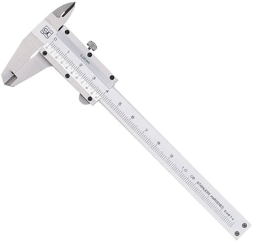 サイズ:全長160x全幅60mm 重量:70g 材質:ステンレス鋼(硬質クロムメッキ仕上) 用途:材料の寸法測定、部品等の加工途中の寸法チェックに 測定範囲:0~100mm 最小読取値:0.05mm 仕様:ソフトケース付き
