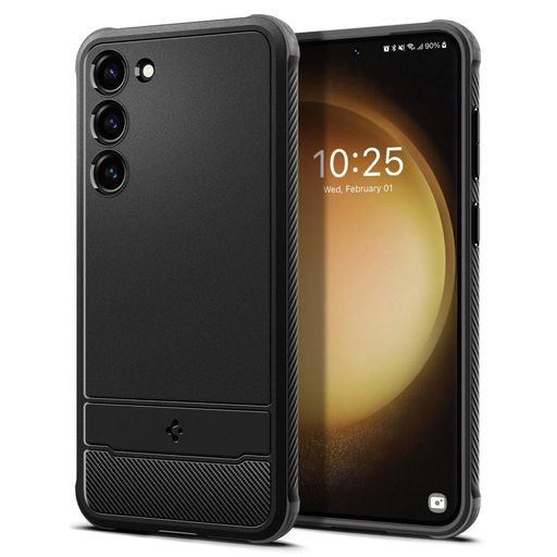 SpigenGalaxyS23ケース耐衝撃[SC-51D|SCG19]TPUソフトケース米軍MIL規格取得耐衝撃傷防止カメラ保護Qi充電ワイヤレス充電ラギッド・アーマーACS05711(マット・ブラック)