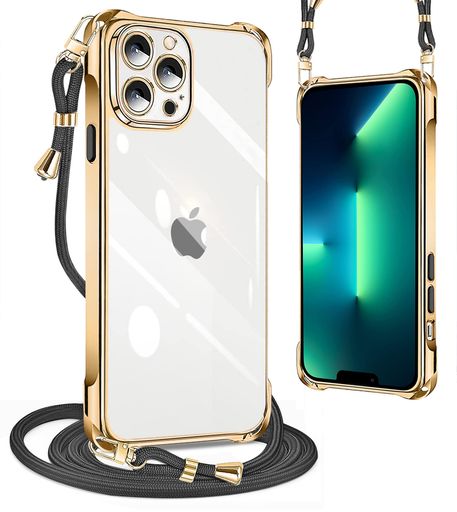 PAILAIMENiPhone13ProMaxケースクリアネックショルダー耐衝撃ストラップ付きiPhone13ProMaxスマホケースiPhone13ProMaxカバー透明TPU薄型軽量スマホシリコンカバー