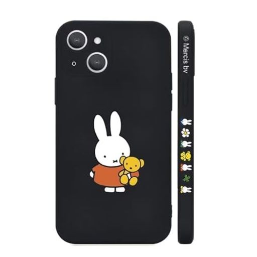 ミッフィーiPhone11Pro用ケースシリコン保護カバーキャラクタースマホケース 軽薄型ワイヤレス充電対応レンズ保護ストラップホール付き 5.8インチケースアイフォン11Pro対応BLACK