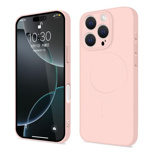 MajiyanaforiPhone16Pro用のケースMagSafe対応ケースシリコン耐衝撃TPU薄型カバーシリコン軽量ストラップホール付きレンズの全面保護傷つき防止落下防止防塵6.3インチ(ピンク)