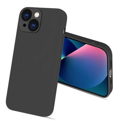 bjnosdviPhone13ケースシリコン耐衝撃耐傷米軍MIL規格アイフォン13カバー液体シリコーンスマホケースマット質感柔軟ストラップホール付き指紋防止滑り止め落下防止6.1インチ(ブラック)
