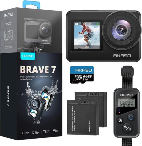 󥫥-AKASO BRAVE7-4K 64GB ֥륫 IPX8ܵɿ10M 楫 6֤ WIFI...
