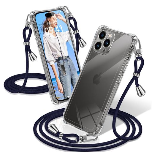 乐天商城 - XIOYATY用のiPhone11ProMaxケースクリアショルダーアイフォン11ProMaxカバー耐衝撃スマホケース透明織りストラップ付き肩がけ首掛け紐付き縄掛け斜めがけクロスボディ多目的キャリー