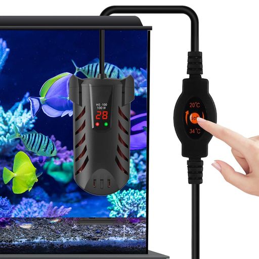 ZHHMl水槽ヒーターオートヒーターLEDディスプレー15-34°C温度調節安全カバー付き熱帯魚用ヒーター縦横設置淡水海水両用(200W)