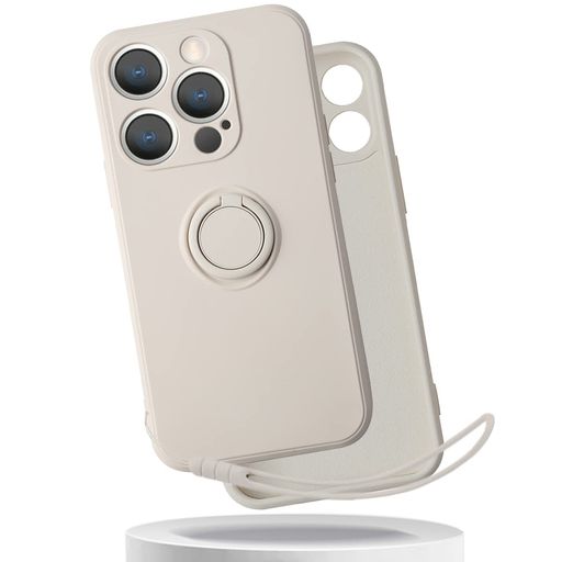 乐天商城 - 適用iphone13proケースリングストラップ付きシリコンアイフォン13プロカバーリング付きシリコーンアイフォン13プロスマホケース薄型軽量【GoKIGIoD】バンパーストラップホール携帯カバー耐…