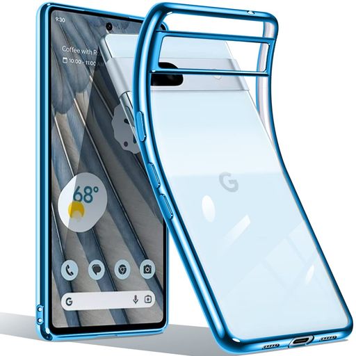 Rakuten - GooglePixel7aケースクリア透明ピクセル7aスマホケースカバーTPU薄型軽量耐衝撃メッキ加工ソフトケース人気保護カバー(ブルー)