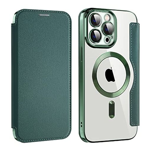 樂天商城 - MuZiFiPhone15ProMax用ケース手帳型Magsafe対応クリア背面透明高級なPUレザー永久磁石マグネットスマホケースカード収納、人気財布型カバー軽量アイフォン15ProMax用手帳カバー