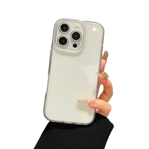 樂天商城 - KMXDDキラキラiPhone12用ケースラメ入りデコ透明クリアカバーストラップホール付ききらきら可愛いカメラ保護アイフォン12用透明ケースレディース女性透明