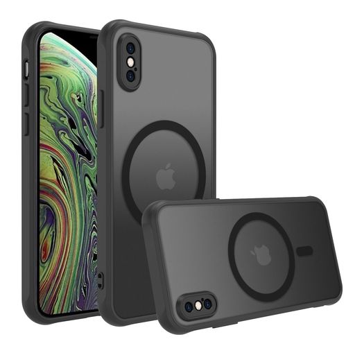 PinLiSheng iPhone xs max ケースMagSafe 対応 ワイヤレス充電 耐衝撃 マット半透明 TPU+PC カバー 米軍MIL規格 アイフォンxs max 衝撃吸収 ストラップホール付き 携帯スマホケース (ブラック, iphone