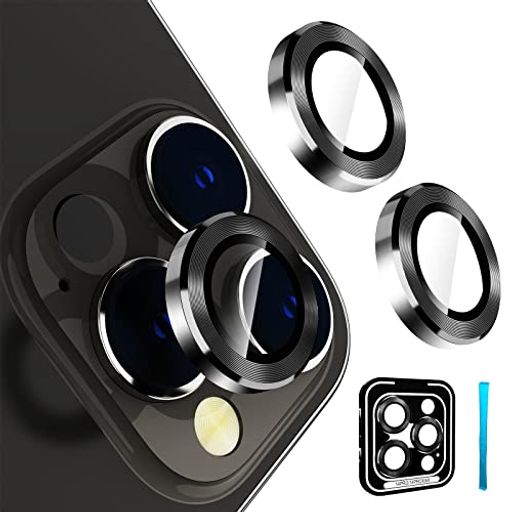 CLOUDVALLEY カメラフィルム IPHONE 14 PRO/IPHONE 14 PRO MAX 用 カメラ レンズ保護フィルム 9H 強化ガラス金属リングカメラカバー レンズフィルム ケース対応 傷防止 HDクリア 露出オーバー防止 貼り付け簡単