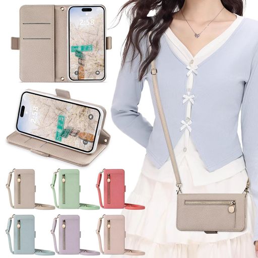 Mobile Phone Cases - iPhone11手帳型ケースショルダースマホケースiPhoneイレブン可愛い肩掛け斜め掛けショルダーアイフォン11ケース手帳型おしゃれカード収納かわいい首掛けショルダーあいふぉんイレブンス…