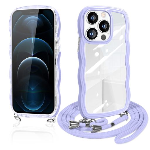 乐天商城 - GuokaieniPhone12ProMax用のケースクリアショルダーいphone12ProMaxスマホケースカバー透明TPUストラップ付き肩掛け首掛け紐付き斜めがけ創意個性可愛いかわいい韓国耐衝撃