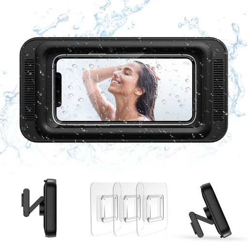 【アップグレード版&貼り付けシール3枚付き&伸縮式】TRYWON スマホ 防水ケース IPHONE 壁掛け スマホスタンド タッチ快適 動画視聴 強力粘着 防水携帯電話ボックス 高性能カバー 伸縮式 高さ調整可能 360°調整可能 防水防塵