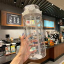 1500ML、2000MLボトル水筒大容量ポータブルストロースポーツウォーターボトル2WAYわら付き水位目盛付きBPAフリープラスチックウォーターボトル大人子ど...