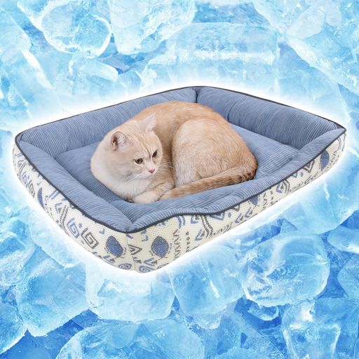 Peto-Raifuペットベッド犬猫ベッド夏ひんやり冷感洗える3D通気性優れ犬夏用ベッド夏用ペットクッション犬用ベッド猫用ベッド冷感ベッドふわふわペットソファー暑さ対策外径約45x35x13cm小…