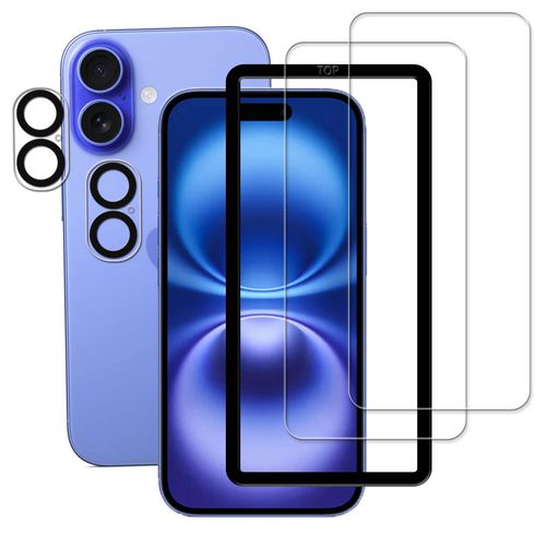 KPNSiphone16ガラスフィルム【2+2枚セット】ガイド枠付き日本素材製強化ガラスiPhone16用ガラスフィル..