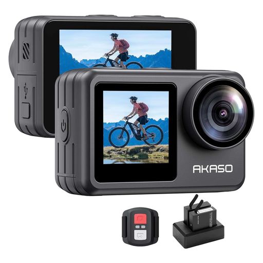 AKASOBrave7LEアクションカメラ4K60FPS20MPIPX7本機防水40M防水水中カメラ六軸手ぶれ補正デュアルカラ..