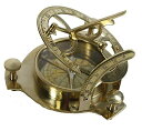 THORINSTRUMENTS (デバイス付き) 3インチ 日時計コンパス - ソリッドブラス 太陽の文字盤 素朴 ヴィンテージ ホームデコレーション ギフト