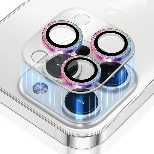 SinRennカメラフィルムiPhone16Pro/iPhone16ProMax用カメラカバーキラキラ9H強化ガラスアルミ合金レンズ保護アイフォン16プロ/16プロマックス用カメラ保護ピカピカキズ防止全面保護耐衝撃