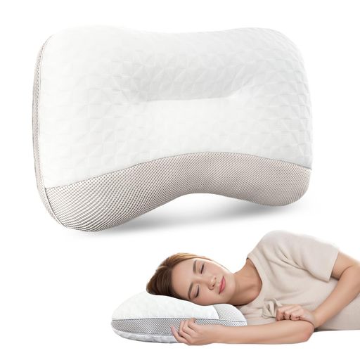 COZYSLEEP 枕 整体院の先生が勧める 低反発チップ枕 頭・首・肩にぴったりフィット 安定感 首が痛くならない 体圧分散 首・肩サポート 肩楽寝 首枕 安眠枕 程よい反発力 いびき対策 肩こり解消 頸椎を支える枕 寝返りやすい 横向き 仰向け