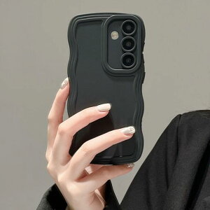 UEEBAI対応SamsungGalaxyA555G用のケースソフトシリコンカバー可愛いおしゃれスマホケースウェーブデザインワイヤレス充電対応軽量薄型耐衝撃波型バンパースマホケース–ブラック