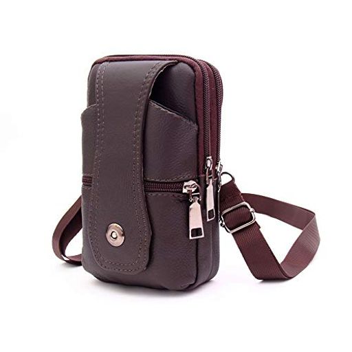 SHINLADメンズスマホポーチベルトポーチガジェット本革トラベルショルダーバッグ小物縦形軽量通勤(Coff..