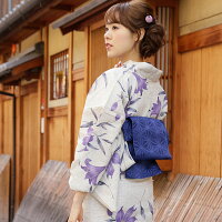 浴衣単品「紫百合」<京都/浴衣/ゆかた/下駄/帯/半幅帯/白系/紺系/赤系/青系/黒系/>