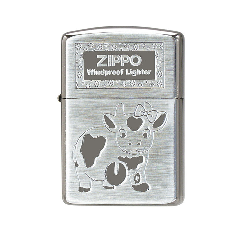 Zippo ジッポー オイルライター 牛 アーマーケース シルバー & ブラック COW 3D Silver & Black