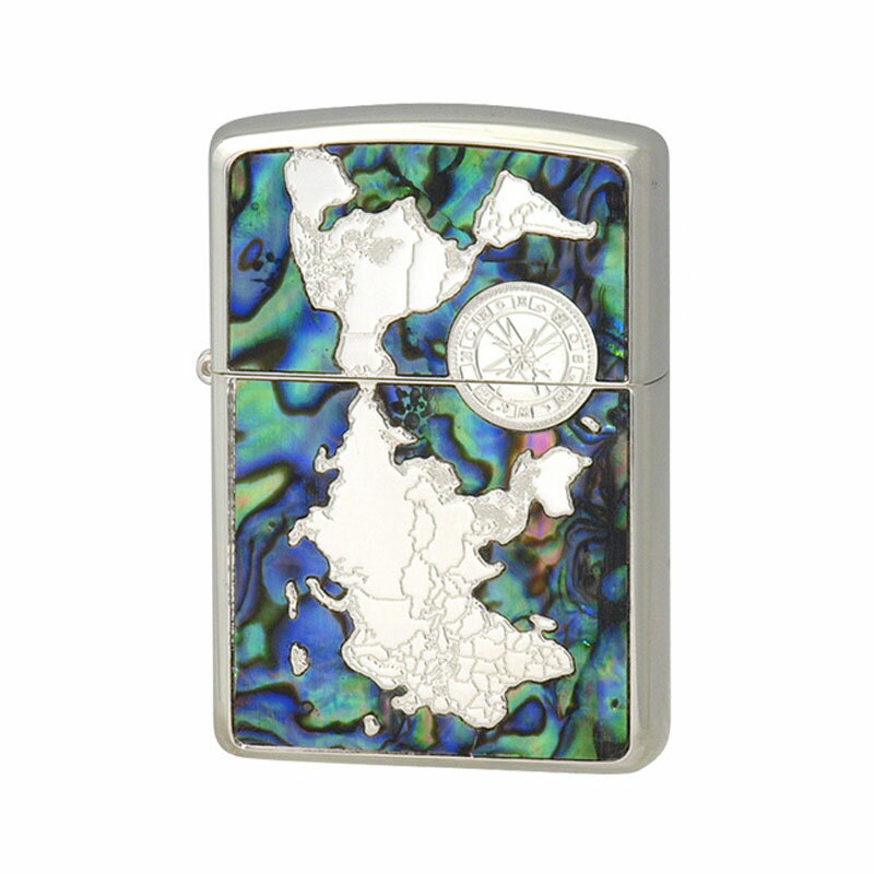 Zippo ジッポー オイルライター Shell World Map (S) 世界地図 シルバー 両面加工 アーマーケース 貝貼り