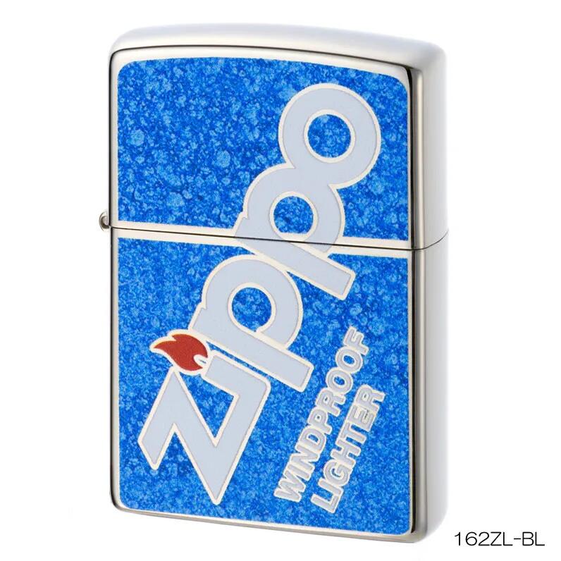 Zippo ジッポー オイルライター 162ベース ロゴ logo 両面ダブルフルカラー ブルー