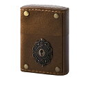 Zippo ジッポー オイルライター 革巻キーホール ブラウン 革巻き加工 BSイブシメタル5pcs貼り付け