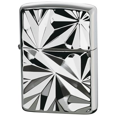 Zippo ジッポー オイルライター アーマーシャイニーカット DS ダイアノシルバー 両面加工 機械彫刻 V刃 アーマーケース