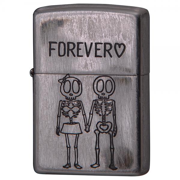 Zippo ジッポー オイルライター 2UDS-FOREVER SKULL FOREVER ドクロ 銀メッキいぶし ユーズド仕上げ エッチング