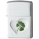 Zippo ジッポー オイルライター 四つ葉 本物クローバー ホープ Hope 希望 銀サテーナ エポ盛り