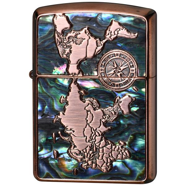 Zippo ジッポー オイルライター SHELL WORLD MAP CO シェル 貝 地図 ワールドマップ アーマーケース エ..