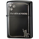 Zippo ジッポー オイルライター Cat Design STAY WITH ME FOREVER 黒ニッケルメッキ 銀差し仕上げ エッチング