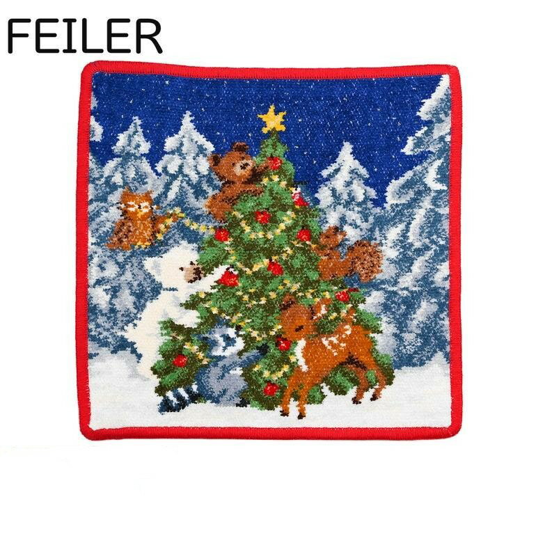 FEILER フェイラー 限定品 ハンカチ ハンドタオル タオルハンカチ 25cm クリスマスツリー CHRISTMAS