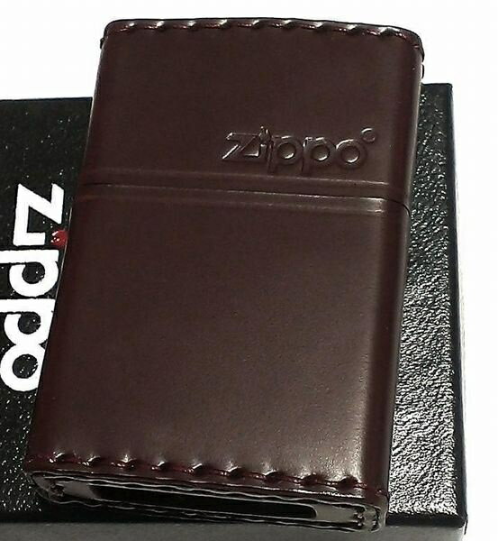Zippo ジッポー オイルライター CC-5 革巻き 横ロゴ コードバン チョコ