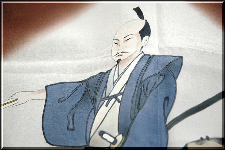 男物 織田信長 「天下布武」 絵羽 長襦袢