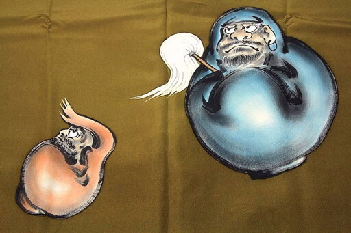 男物 迫力のあるダルマ 縁起の良い達磨柄 絵羽 正絹 長襦袢 男物 迫力のあるダルマ 縁起の良い達磨柄 絵羽 正絹 長襦袢